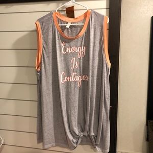 CATO ACTIVE Plus Size GRAPHIC Knotted Tank 22/24